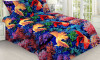 Темно-синяя бязь эксклюзив с 3D рисунками морского дна и красно-желтыми рыбами Темно-синяя бязь эксклюзив с 3D рисунками морского дна и красно-желтыми рыбами